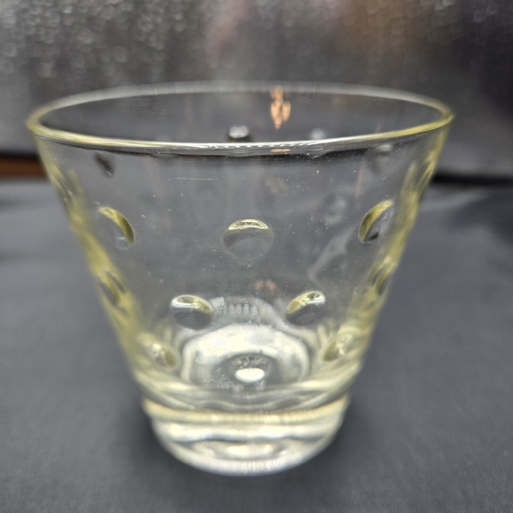 Vintage HAZEL ATLAS Old Fashioned Dots Glass 3 3/8" H x 3.5" Diameter